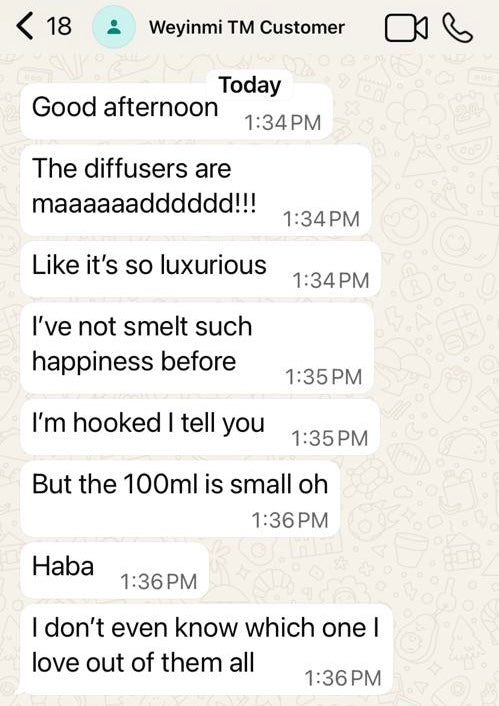 Customer message from Weyinmi