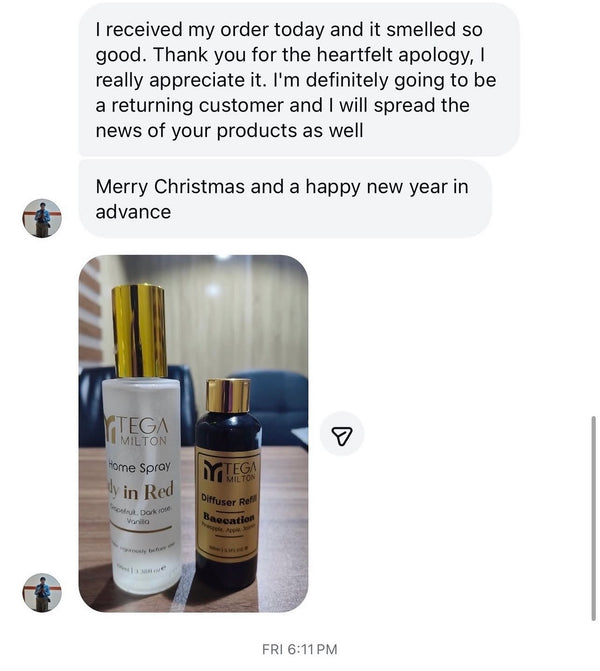 Customer message from Adenike
